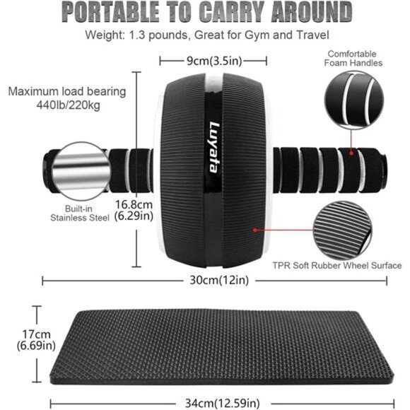 Ab Roller Wheel, 10-In-1 Ab Exercise Wheels Kit with Resistance Bands, Knee Mat - Picture 2 of 8